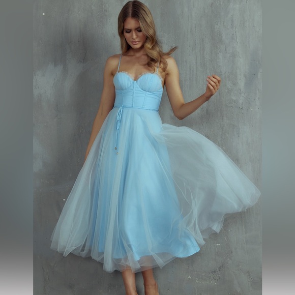 Blue chiffon corset dress - Picture 2 of 4